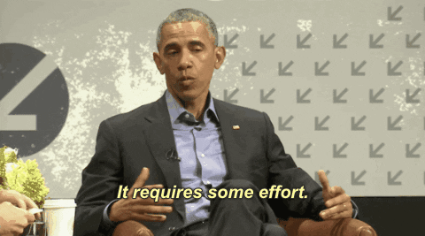Ex-presidente Obama falando 'It requires some effort.'