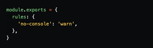 Trecho de código mostrando a configuração de uma regra com ESLint.