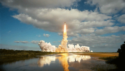 Imagem animada do lançamento de um foguete.