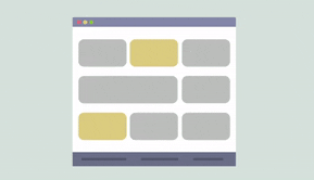 Ilustração animada em que um cursor altera a proporção de bloco de um grid de estilo.
