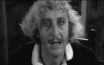 Gif do ator Gene Wilder, em 'O Jovem Frankenstein', com os olhos arregalados e a legenda 'It could work' (deve funcionar).