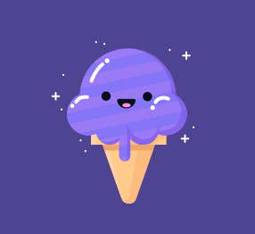 Imagem com a logo do Sorbet - um sorvete roxo com carinha feliz.